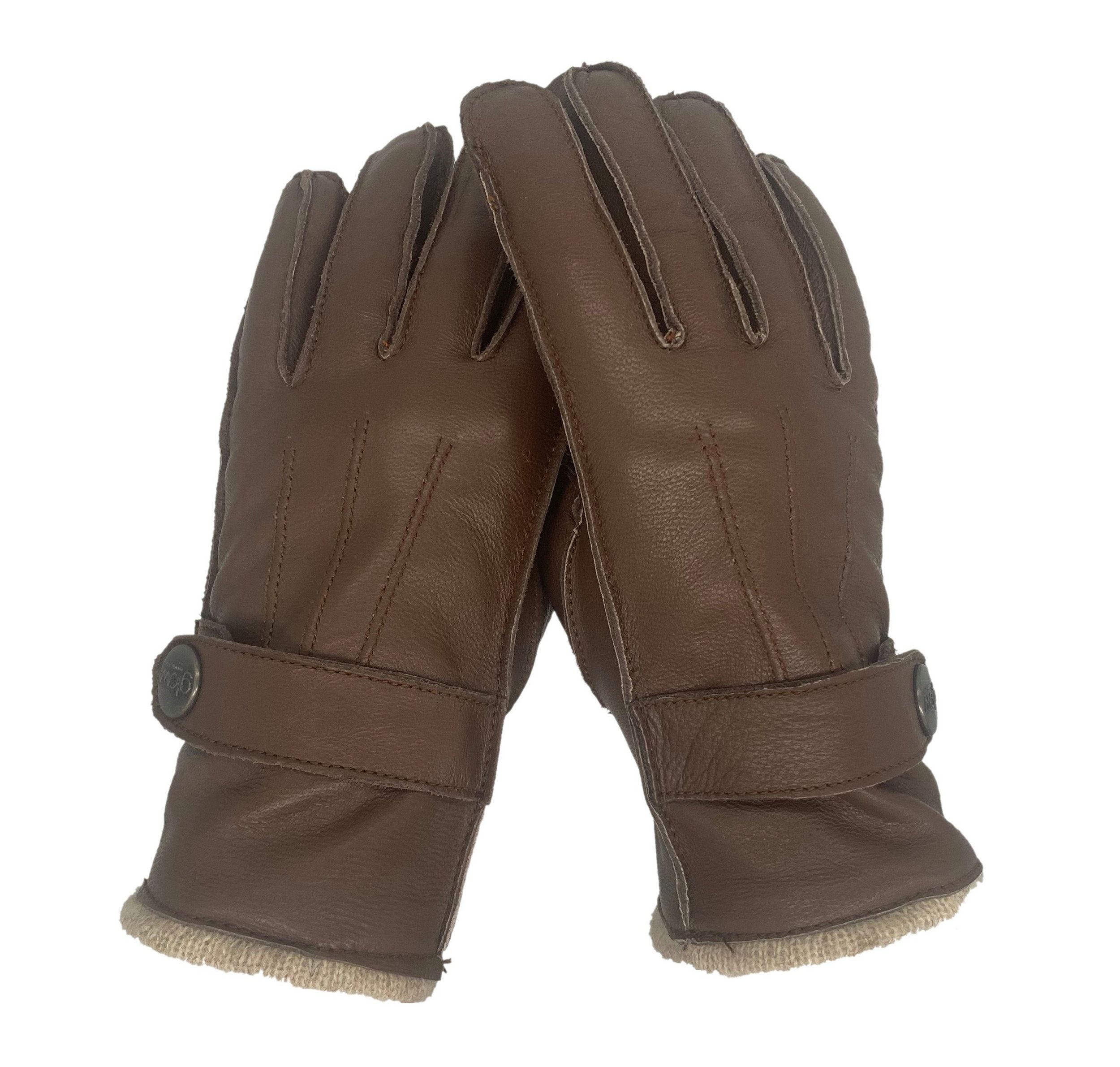 Winter Lederhandschuhe Damen / Kinder - Schafsleder mit Wollfütterung in Braun