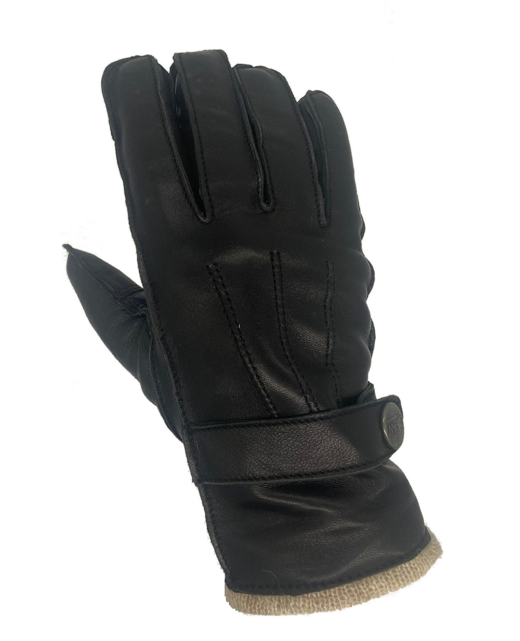 Winter Lederhandschuhe Damen / Kinder - Schafsleder mit Wollfütterung in Schwarz