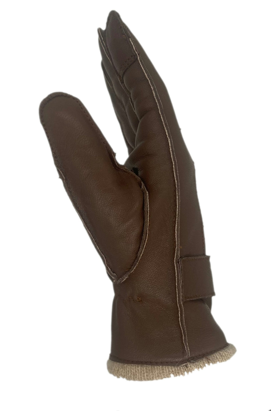 Winter Lederhandschuhe Damen / Kinder - Schafsleder mit Wollfütterung in Braun