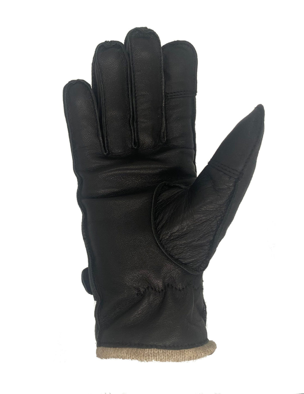 Winter Lederhandschuhe Damen / Kinder - Schafsleder mit Wollfütterung in Schwarz