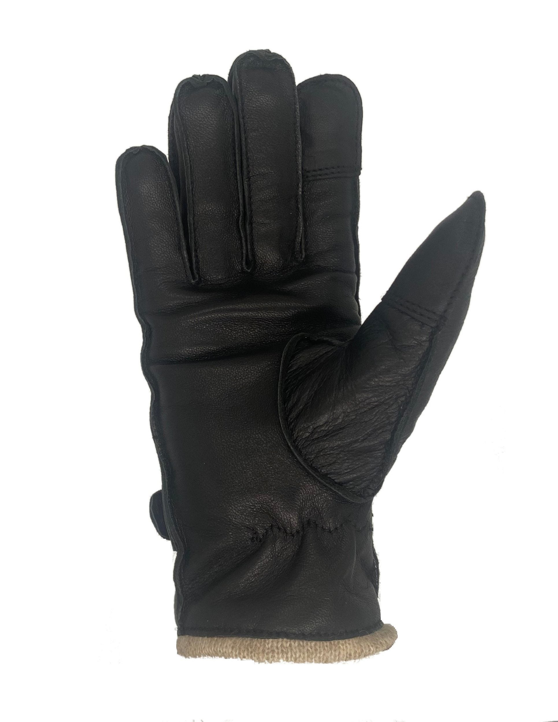 Winter Lederhandschuhe Damen / Kinder - Schafsleder mit Wollfütterung in Schwarz