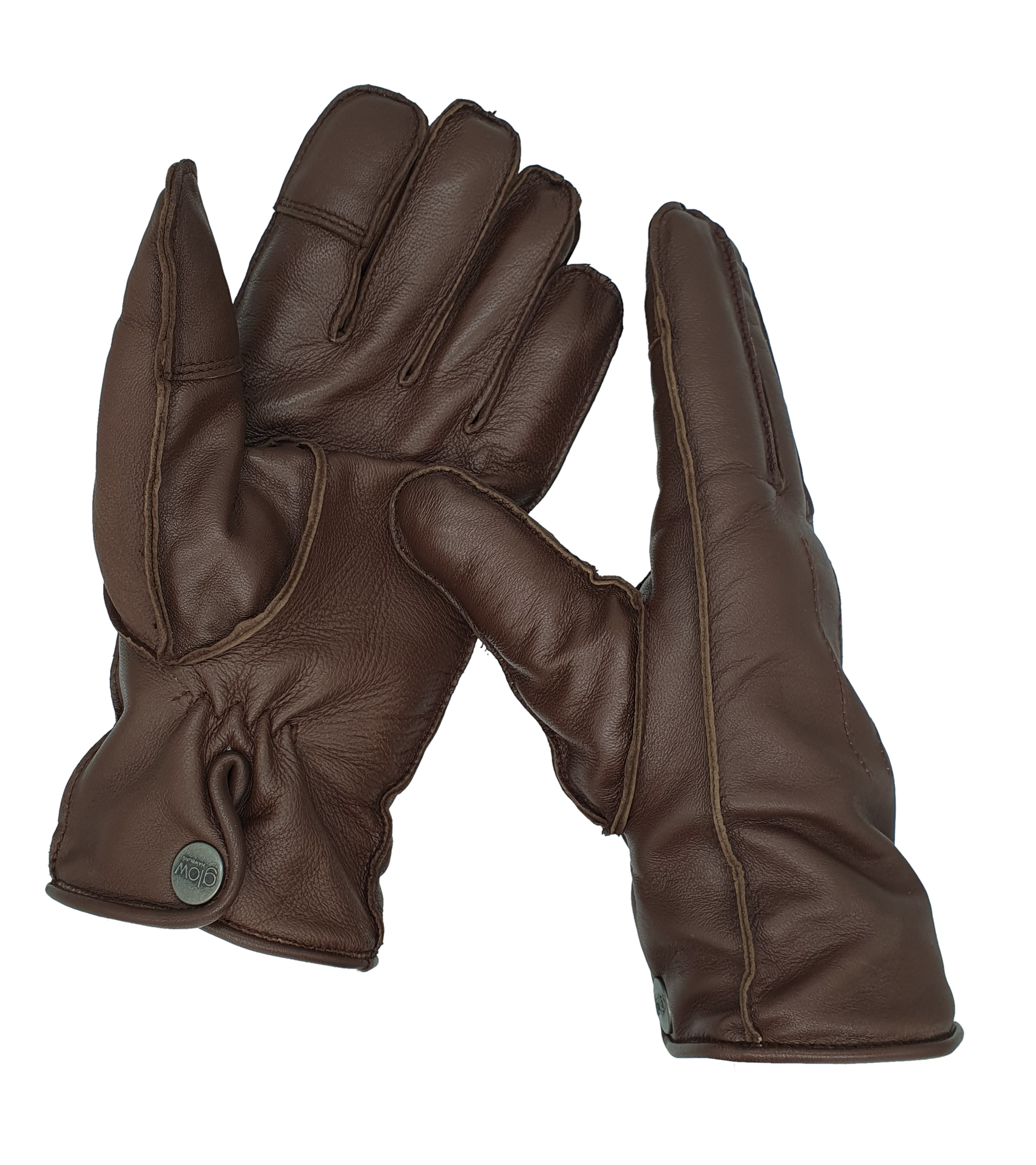 Winter Lederhandschuhe Herren aus 100% Schafs-Leder mit Fleece-Fütterung braun