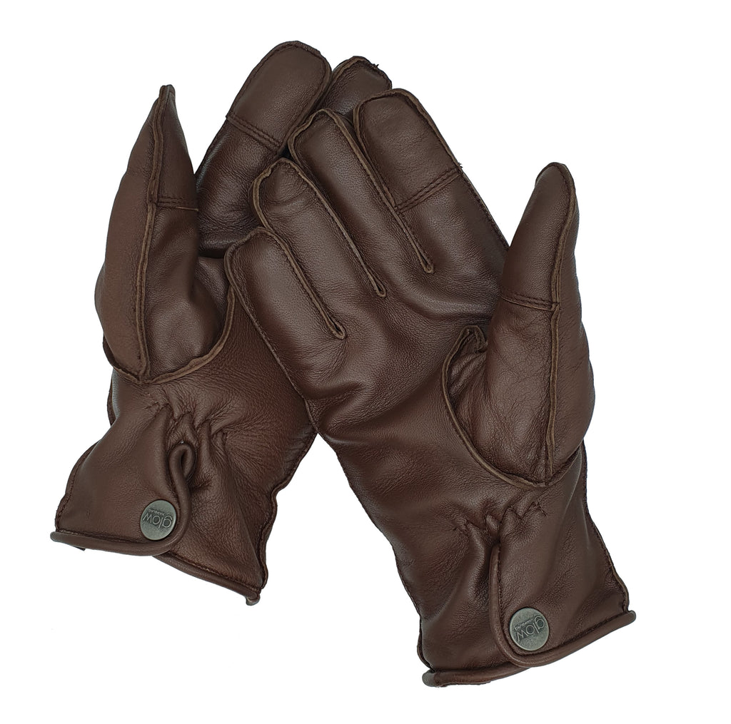 Winter Lederhandschuhe Herren aus 100% Schafs-Leder mit Fleece-Fütterung braun