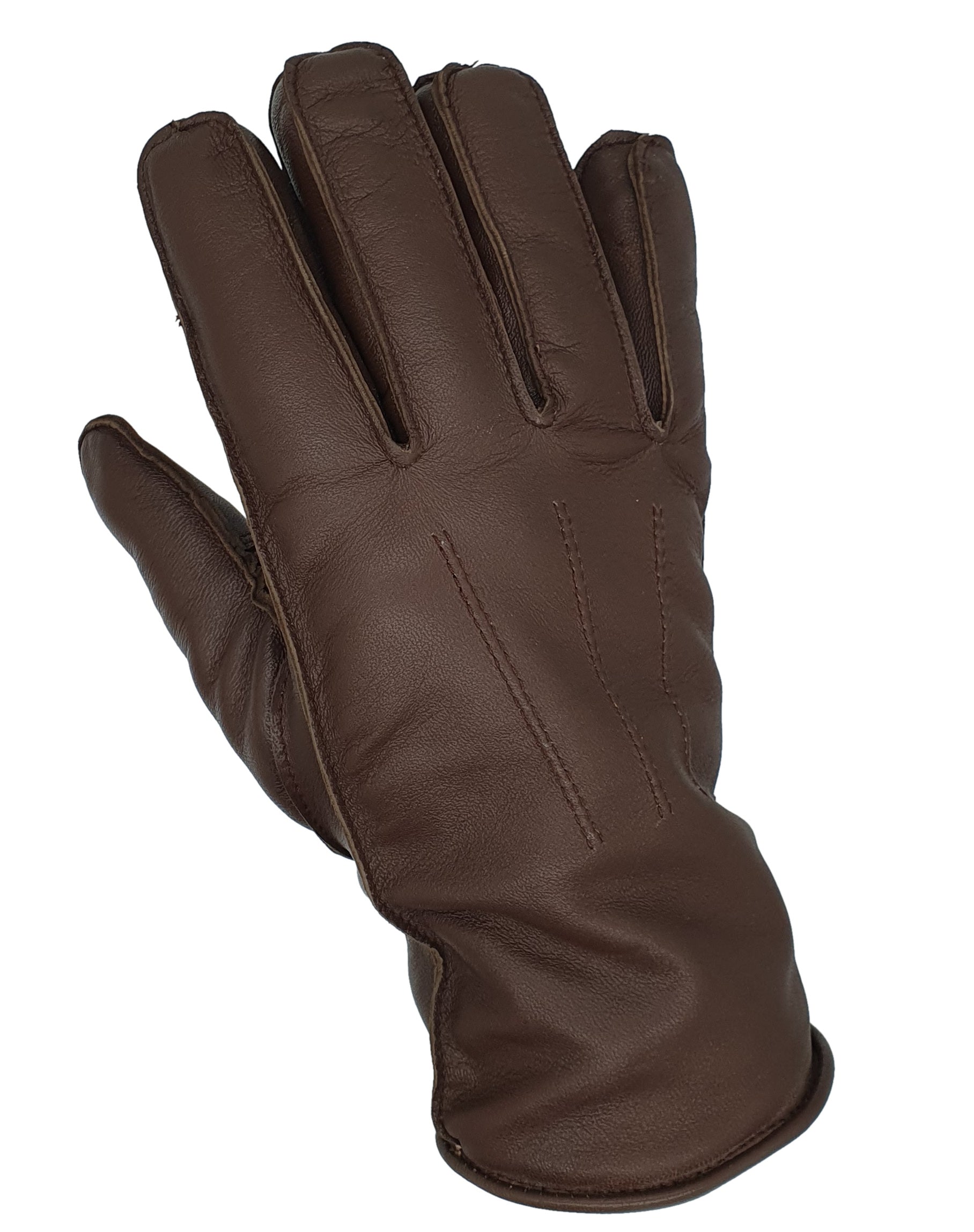Winter Lederhandschuhe Herren aus 100% Schafs-Leder mit Fleece-Fütterung braun
