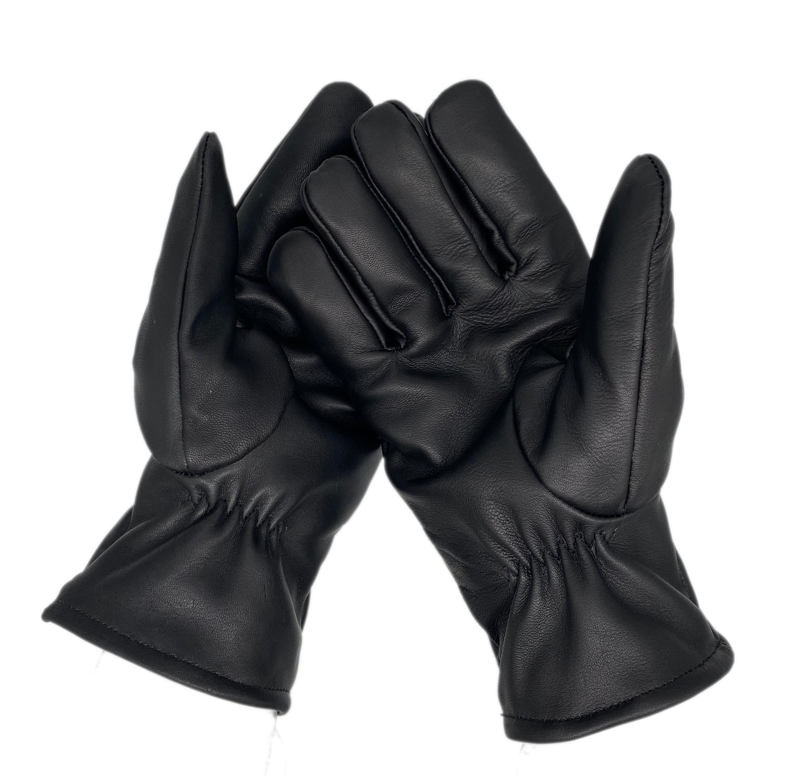 Winter Lederhandschuhe Herren aus 100% Schafs-Leder mit Fleece-Fütterung schwarz