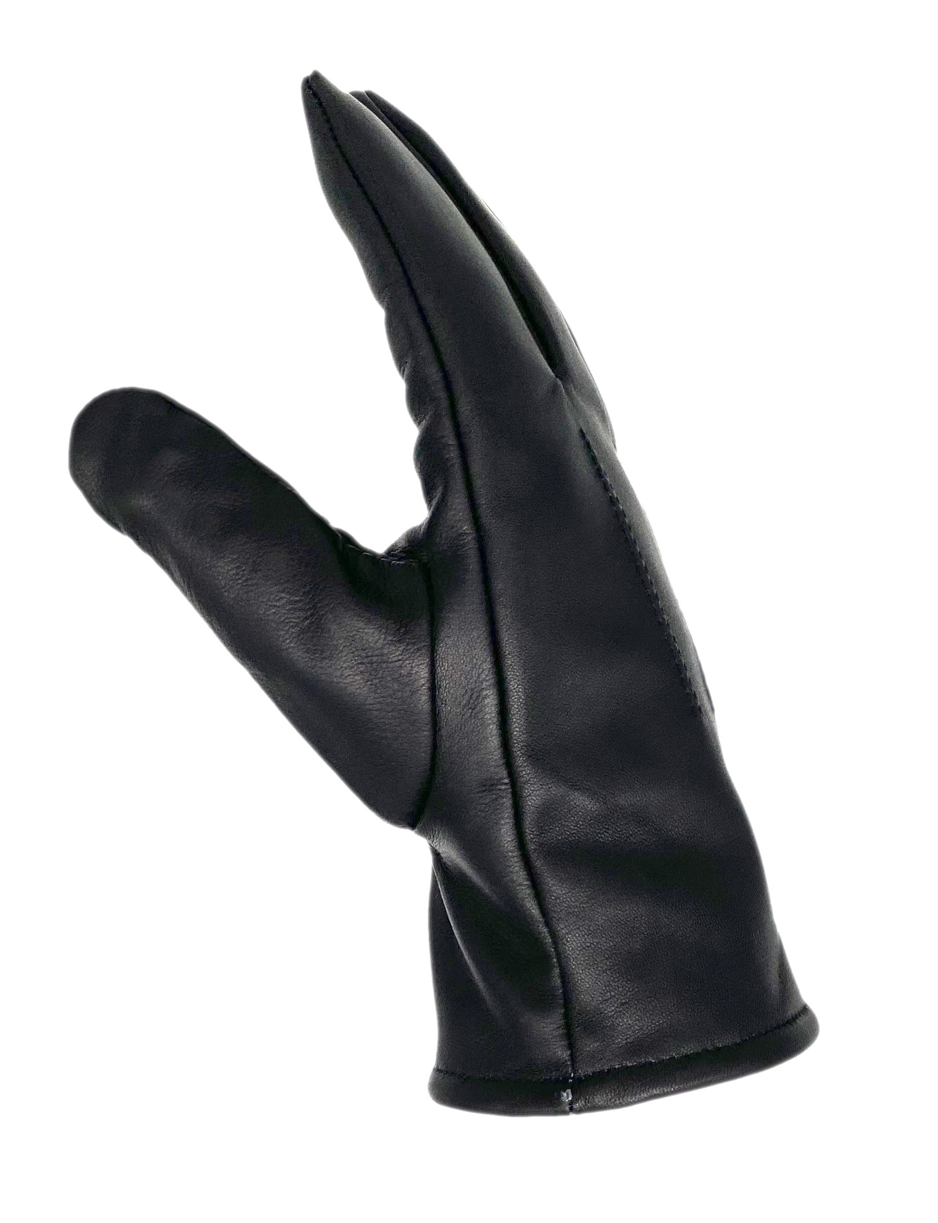Winter Lederhandschuhe Herren aus 100% Schafs-Leder mit Fleece-Fütterung schwarz