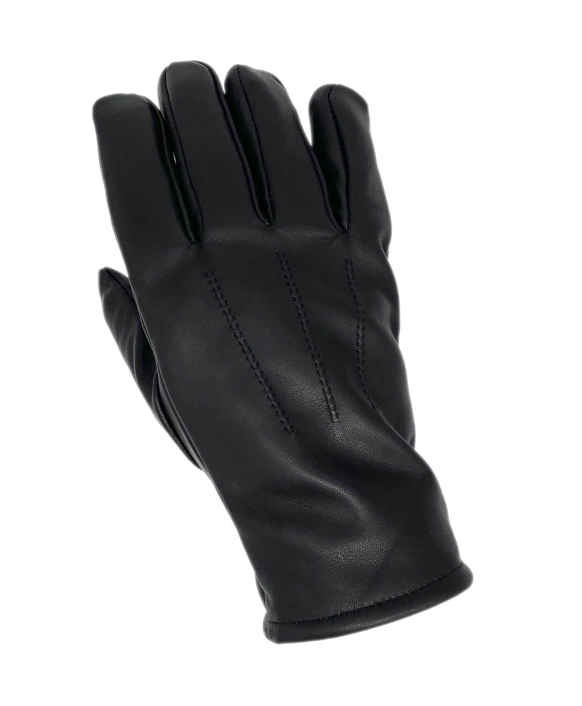 Winter Lederhandschuhe Herren aus 100% Schafs-Leder mit Fleece-Fütterung schwarz