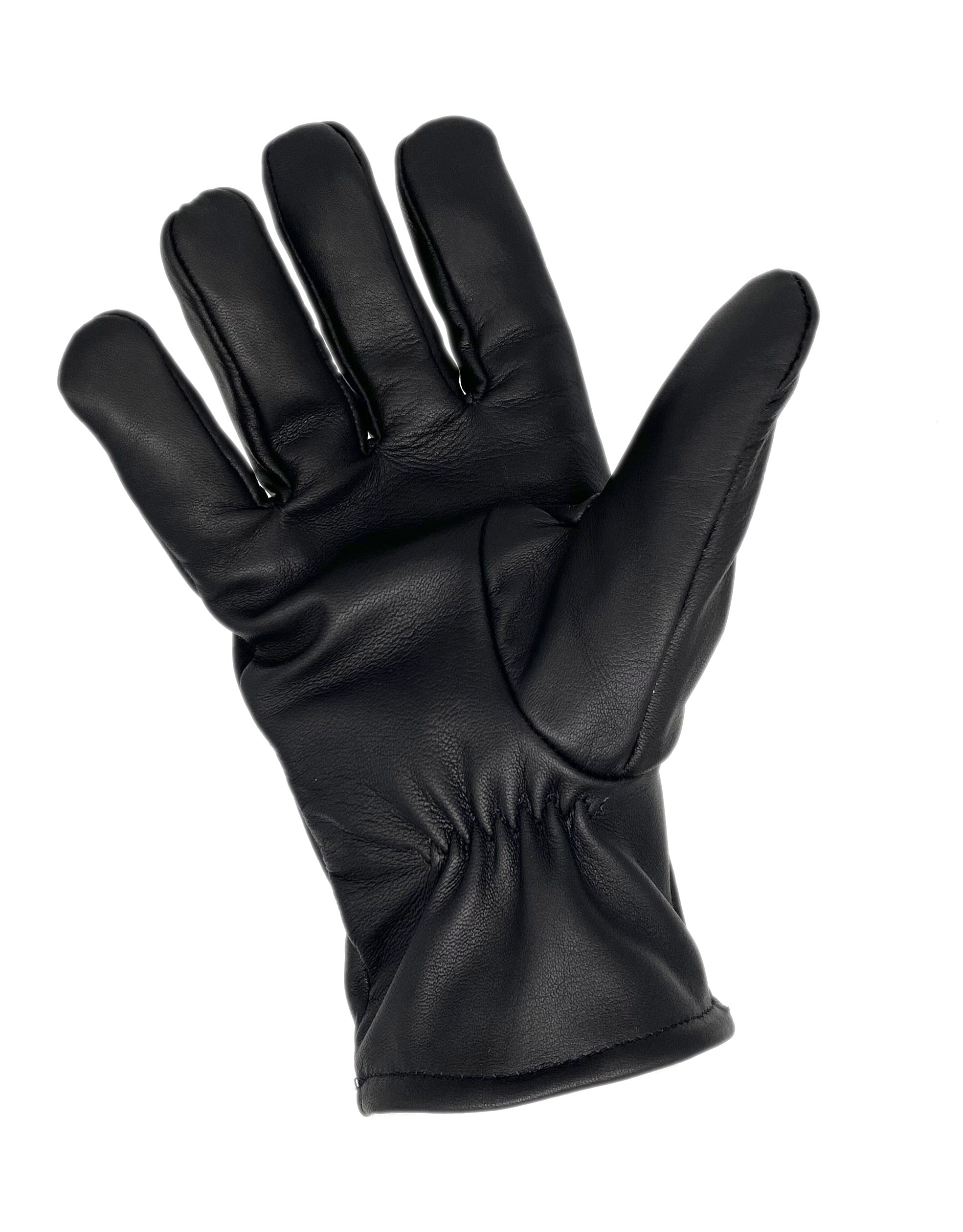 Winter Lederhandschuhe Herren aus 100% Schafs-Leder mit Fleece-Fütterung schwarz
